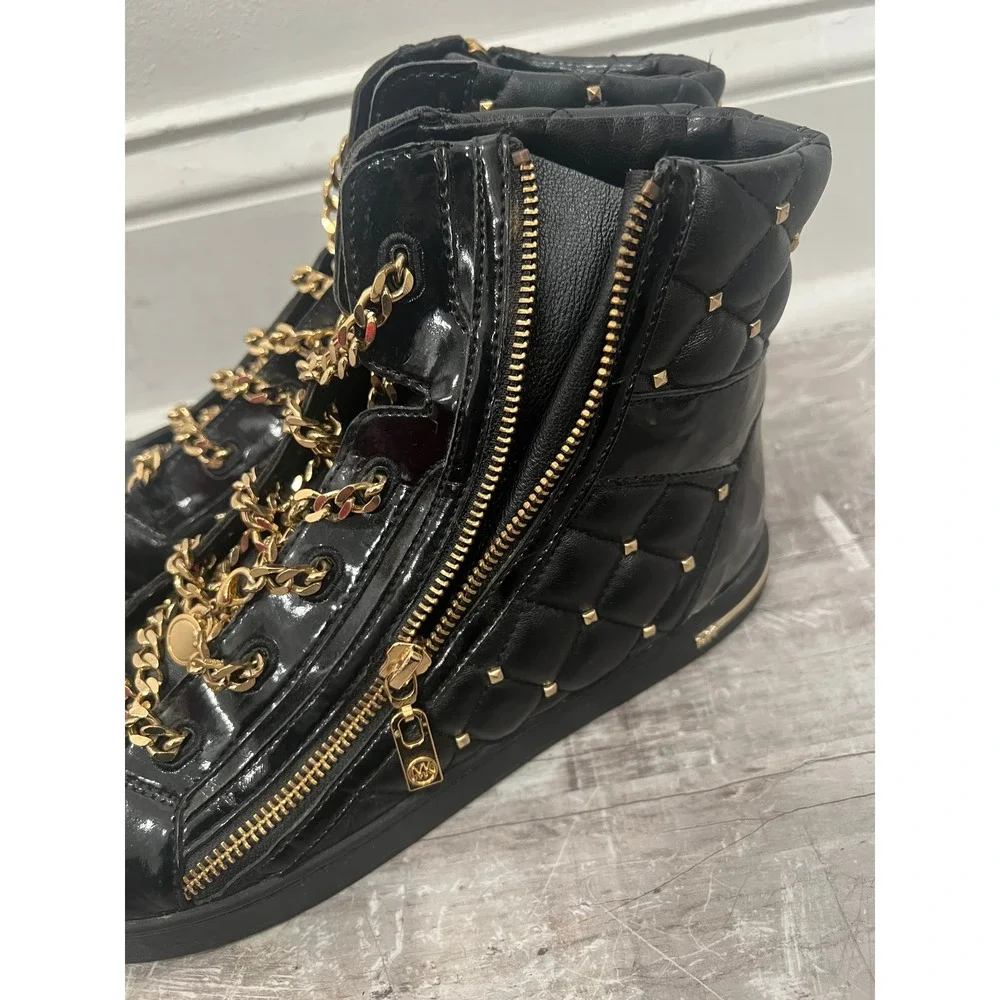 Michael Kors Urban Chain Sport Luxe High-Top Sneaker Women SZ 10M Black Quilted